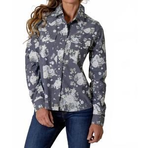 NEW KIMES RANCH ginny pearl snap longsleeve top in blue